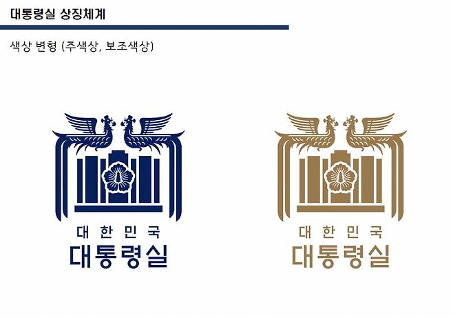 대통령실이 23일 공개한 대한민국 자유·평화·번영을 상징하는 새로운 용산 대통령실 상징체계(CI) 디자인. [대통령실 제공]