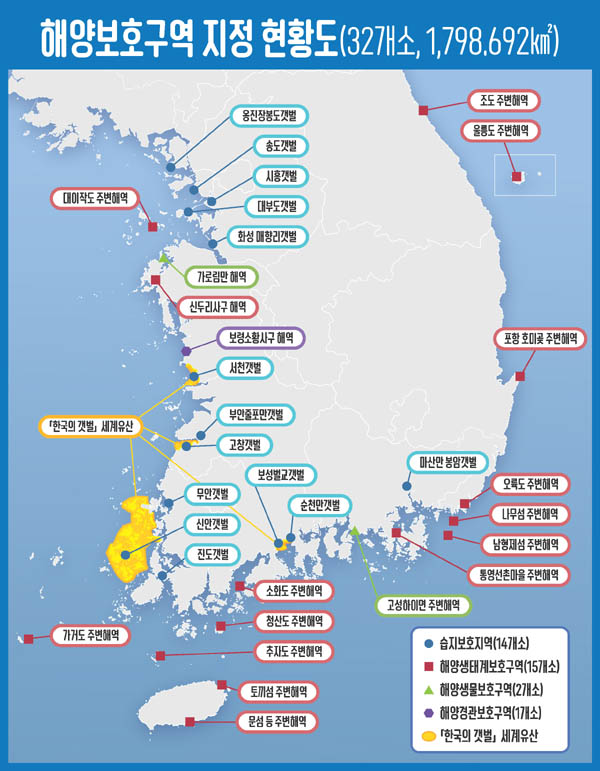 해양보호구역 지정 현황도 / 해양수산부 제공