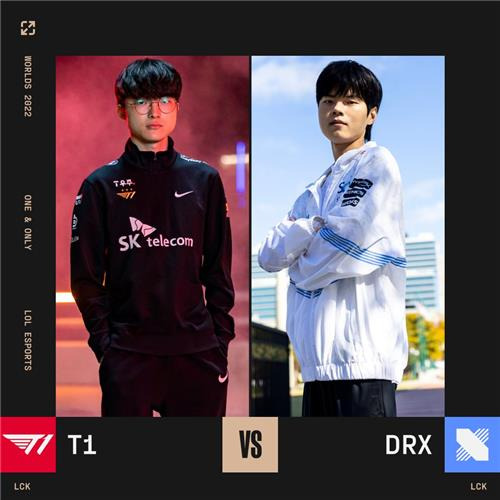 T1 주장 '페이커' 이상혁(왼쪽)과 DRX 주장 '데프트' 김혁규 [LoL 챔피언스 코리아(LCK) 제공. 재판매 및 DB 금지]