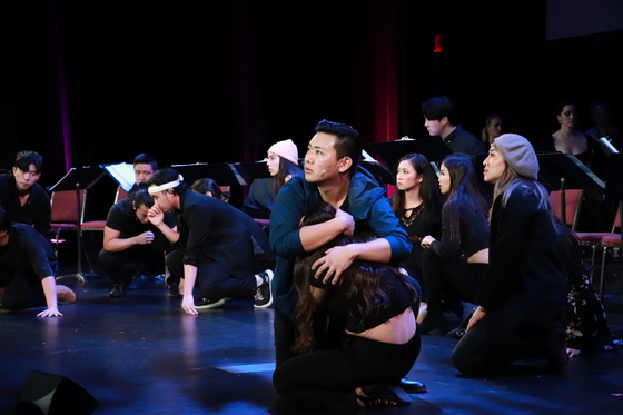 The cast of "Gwangju The Musical" performs during the gala concert of the musical at 787 Seventh Theater in New York City on Oct. 20. [LIVE, MABANGZEN]