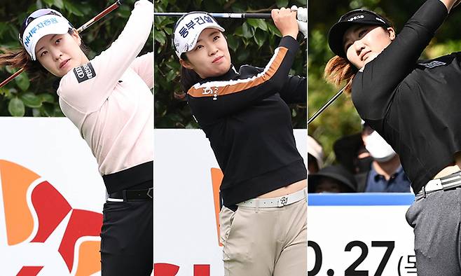 KLPGA 투어 주요 개인 타이틀을 놓고 치열한 경쟁을 펼치는 박민지, 김수지, 유해란이 3일 제주시 엘리시안 제주에서 개막하는 에쓰오일 챔피언십에서 격돌한다. KLPGA 제공