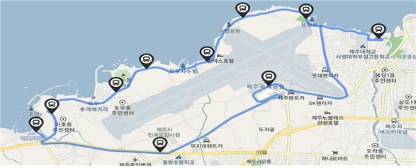 제주도 공항 인근 관광지 자율주행차 노선 [국토교통부 제공. 재판매 및 DB 금지]