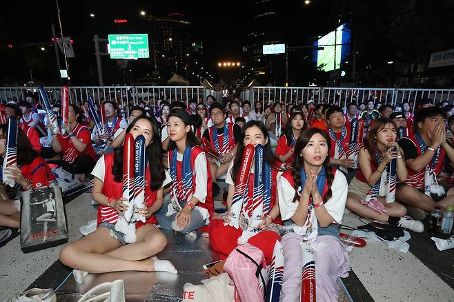 2018 러시아월드컵 F조 조별리그 대한민국과 스웨덴의 경기의 거리 응원/뉴스1