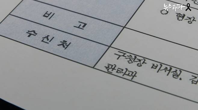 ▲ 용산구청 ‘동향보고’ 문건을 보면 수신처로 구청장 비서실이 지정되어 있다.