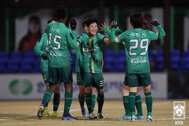 현슬기의 골에 기뻐하는 한수원 선수들 [대한축구협회 제공. 재판매 및 DB 금지]