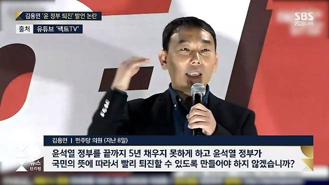 지난달 8일 윤석열 대통령 퇴진을 주장하는 촛불행동 시위에 참석한 김용민 더불어민주당 의원. /SBS