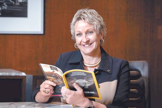 Jill Tiefenthaler, CEO of the National Geographic Society, sits for an interview with the Korea JoongAng Daily at the Westin Josun Hotel in central Seoul on Oct. 17. [JANG JIN-YOUNG]