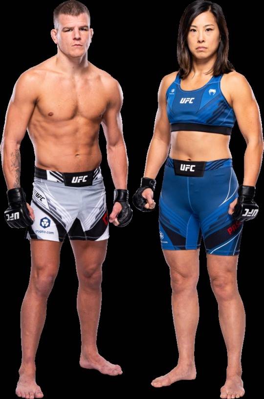 계체실패로 줄어든 파이트머니를 갖게된 라이트급 도슨과 여성밴텀급 파스쿠알(사진=UFC)