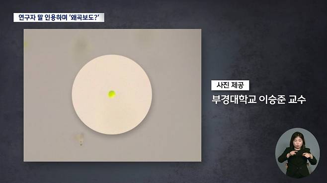 대구MBC가 지난 4일 "이승준 교수가 수질오염공정시험기준과 같이 광학현미경으로 1,000배 확대해 촬영한 것으로 녹색의 둥근 모양으로 살아 있는 남세균 모습과 비슷하다"며 보도에 쓴 이 교수팀 현미경 사진. /대구MBC