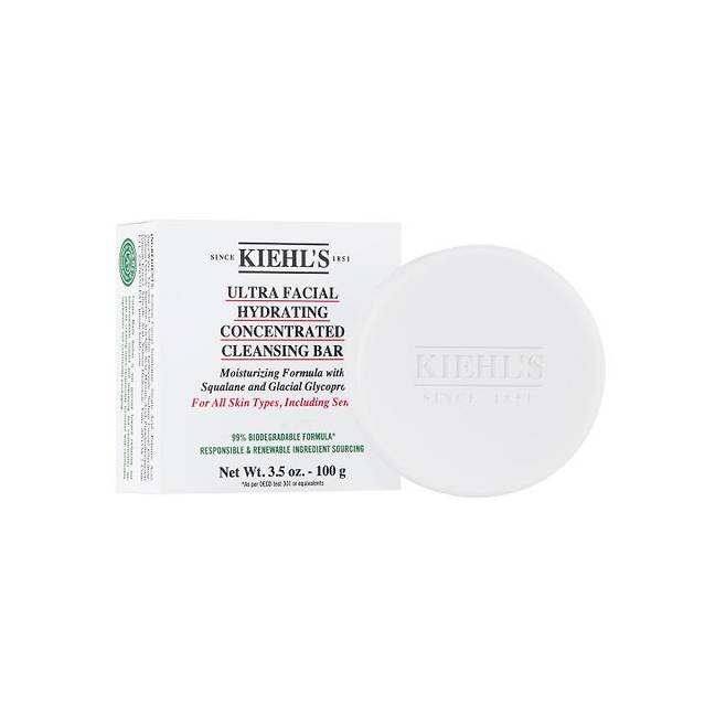 키엘 울트라 훼이셜 하이드레이팅 클렌징 바 - 스쿠알란과 빙하추출물이 풍부하고 묵은 각질 제거 효과도 있는 고체 페이셜 포밍 클렌저. 100g 3만3천원.