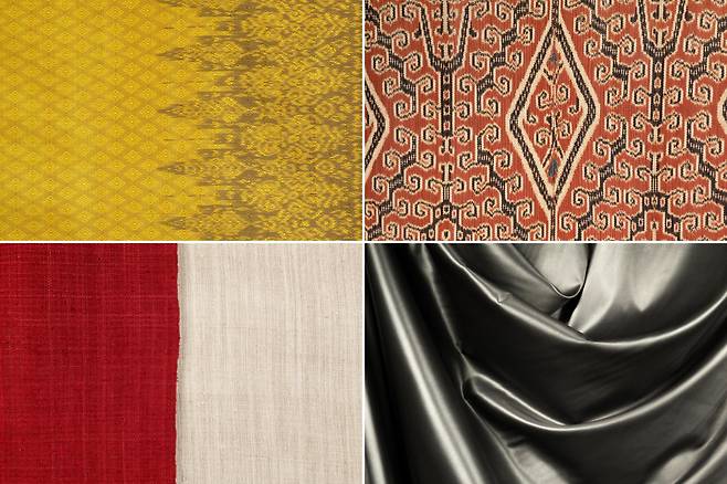 (Clockwise from top left) "Ikat" silk of Cambodia, "Pua Kumbu" of Malaysia, “Lanh My A” silk of Vietnam and lotus silk of Myanmar (ASEAN-Korea Center)