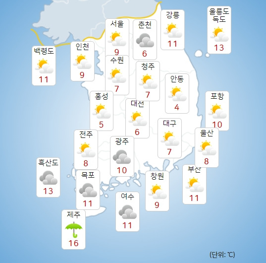 기상청 내일(10일) 오전 날씨 : 전국날씨,날씨예보