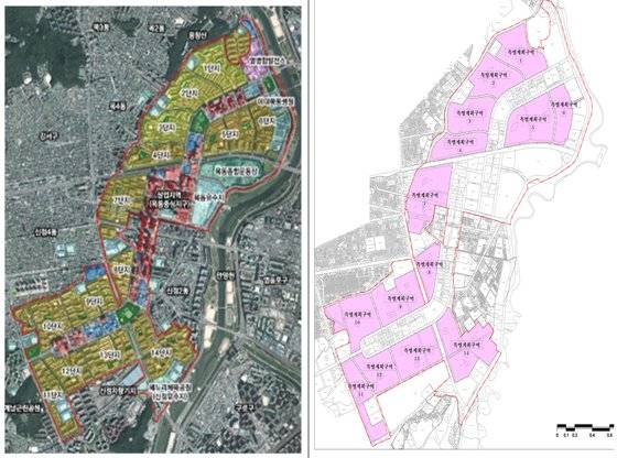서울 양천구 목동지구 위치도(왼쪽)와 특별계획구역 결정도. 사진 서울시청