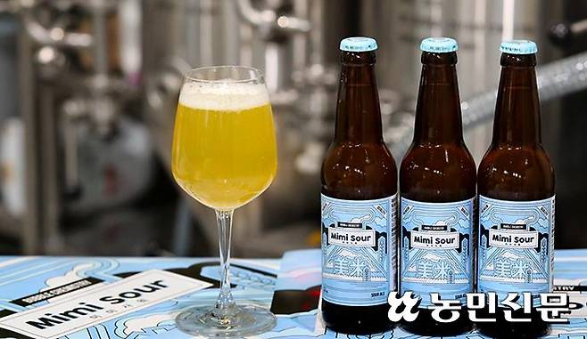 원재료 가운데 우리쌀이 51% 들어간 에잇피플브루어리의 쌀맥주 ‘미미사워’.