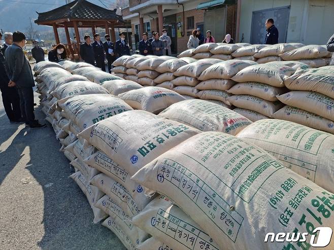 영동읍 공공비축미곡 수매 현장 모습.(영동군 제공)