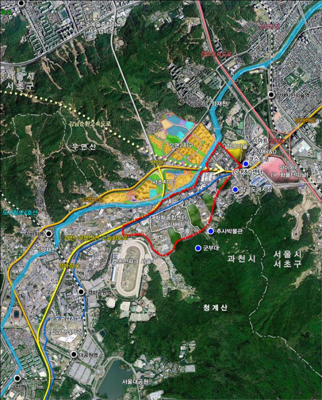 과천 주암지구 위치도