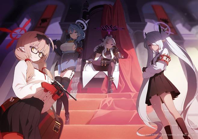 15세 이상 이용가에서 청소년 이용 불가로 등급이 상향된 넥슨의 수집형 RPG ‘블루 아카이브’. 이용자가 미소녀 학생들을 가르치는 선생님이란 컨셉이다. 문제가 된 선정적인 일러스트 등은 보도윤리상 생략했다. 사진 넥슨