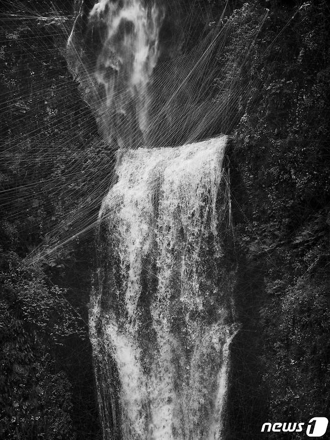 트레버 페글렌, Lower Multnomah Falls Progressive Probabilistic Hough Transform; Hough Line Transform; Hough Circle Transform, 2022 Silver gelatin LE print 180 x 135.3 cm No. 83450.01 ⓒ Trevor Paglen, courtesy the artist and Pace Galler(페이스갤러리 서울 제공).