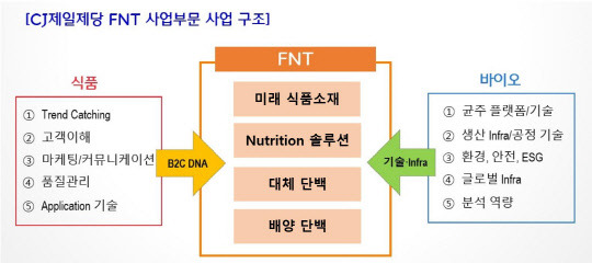 CJ제일제당 FNT사업부문 사업 구조. <자료: CJ제일제당>