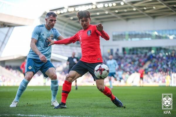 2018년 3월 북아일랜드전에서 당한 부상으로 러시아 월드컵이 좌절된 김진수. ⓒKFA