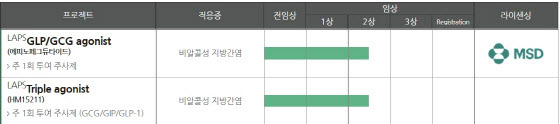 한미약품 NASH 치료제 후보물질 임상진행표 (자료=한미약품)