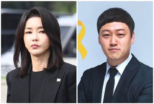 윤석열 대통령 부인 김건희 여사(왼쪽)와 김디모데 목사. <김디모데 SNS, 대통령실 제공>