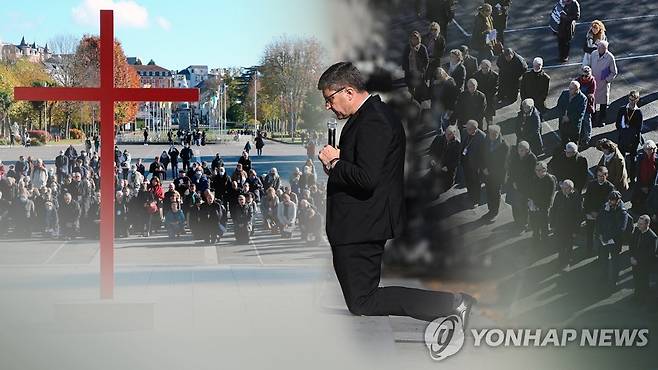 무릎 꿇은 프랑스 주교들…미성년자 성학대 참회 (CG) [연합뉴스TV 제공]