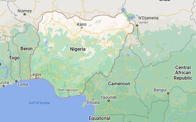 나이지리아(붉은 선) [구글 지도 캡처. 재판매 및 DB 금지]