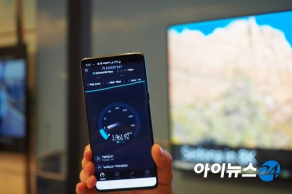 2019년 당시 갤럭시S10 5G로 버라이즌 28GHz 속도를 측정한 결과