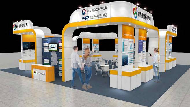 소프트웨어(SW) 융합클러스터 사업에 참여하는 지역별 우수 SW기업 19곳이 12월 7일부터 3일간 코엑스에서 개최되는대한민국 소프트웨어 대전, 소프트웨이브 2022에 참여한다. 지역융합클러스터관 조감도