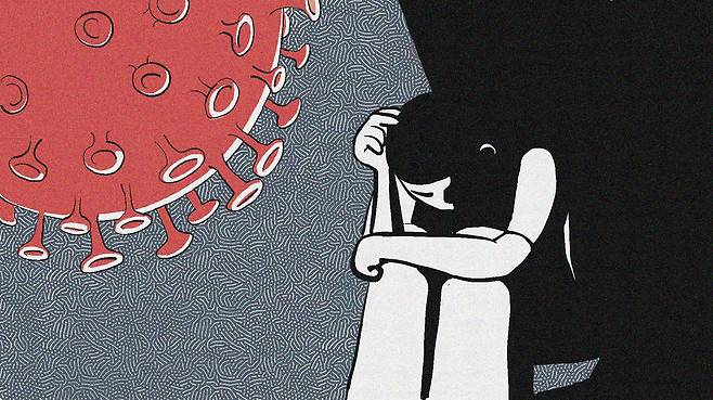 네이버 다음 등 소셜미디어를 통해 암, 항암, 환자 관리와 관련한 키워드를 검색한 결과, 신체적 고통만큼 정신적 고통을 토로한 글이 많은 것으로 나타났다./ 일러스트=손민균