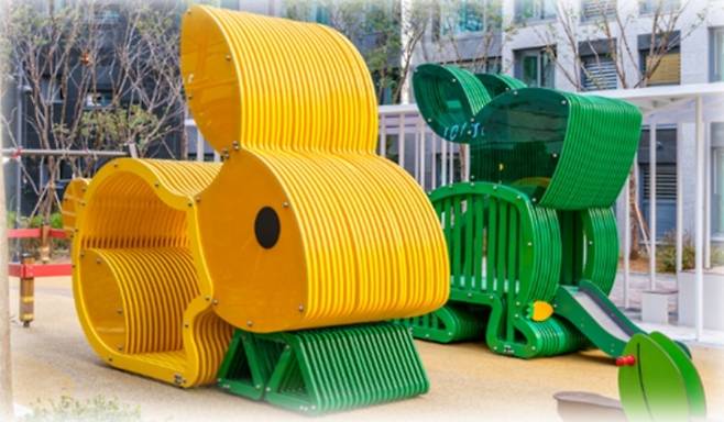 3D 프린팅 기술로 제작된 힐스테이트 홍은 포레스트의 ‘토끼 놀이터’ [사진= 현대건설]