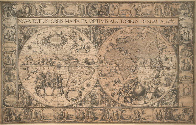 1611년 피터르 판덴 케이러가 제작한 세계지도(출처: Courtesy of Sutro Library, California State Library).