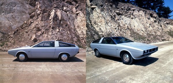 현대차가 1974년 이탈리아 토리노 모터쇼에서 첫 독자생산 모델인 포니와 함께 선보인 포니 쿠페 콘셉트. 사진제공｜현대차