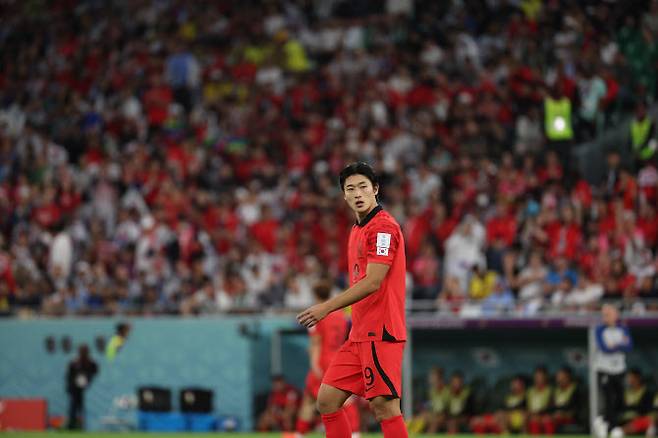 월드컵 첫 무대를 밟은 조규성 (사진=뉴스1)