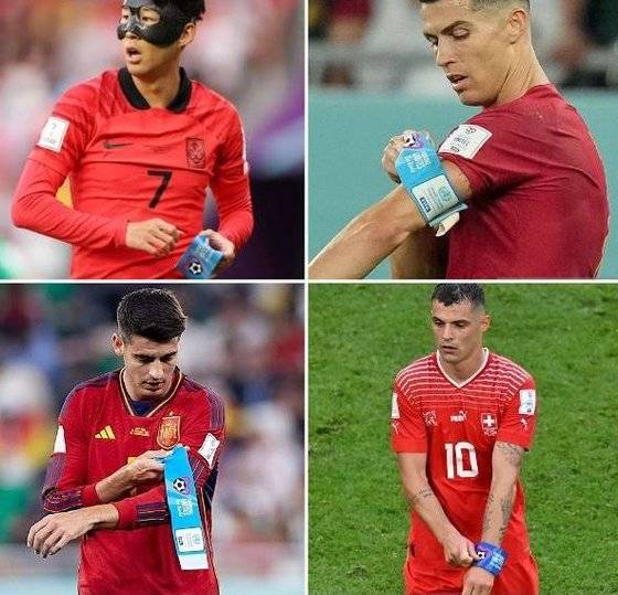 2022 카타르 월드컵에서 주장 완장으로 고생하고 있는 선수들. 뉴스1