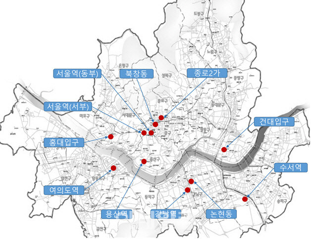 연말 승차지원단 운영 장소(안). (자료=서울시)