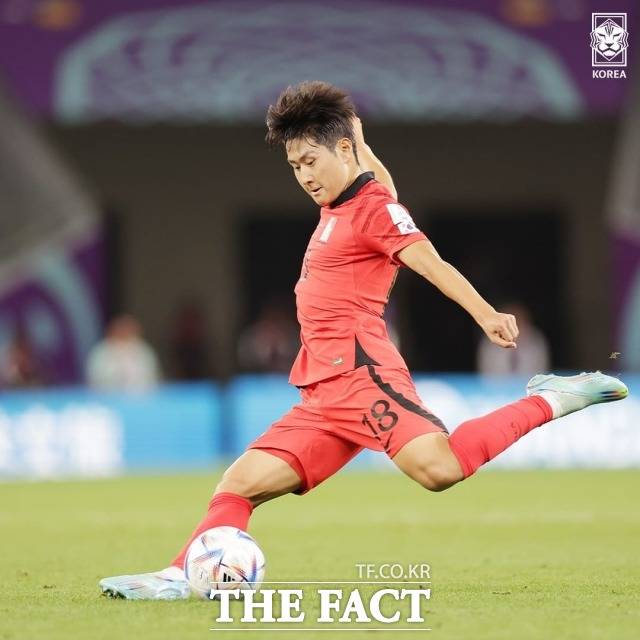 이강인은 가나전에서 후반 교체로 들어가 1분 만에 조규성의 추격골을 도왔다. /대한축구협회