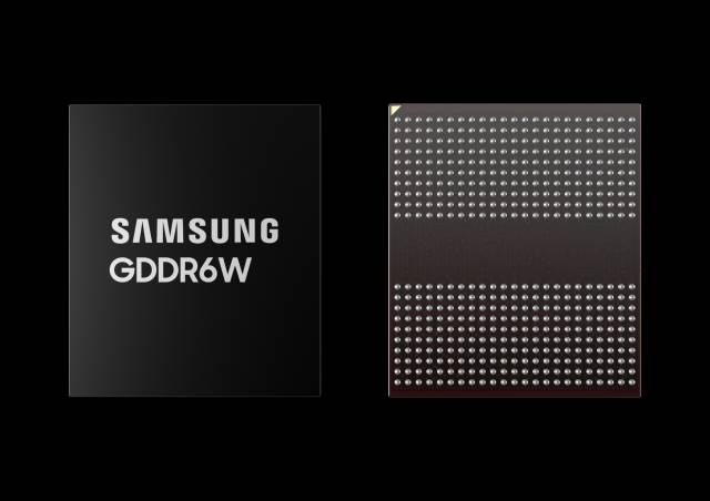 삼성전자가 반도체 업계 최초로 선보인 차세대 그래픽 D램 GDDR6W 모습. 삼성전자 제공
