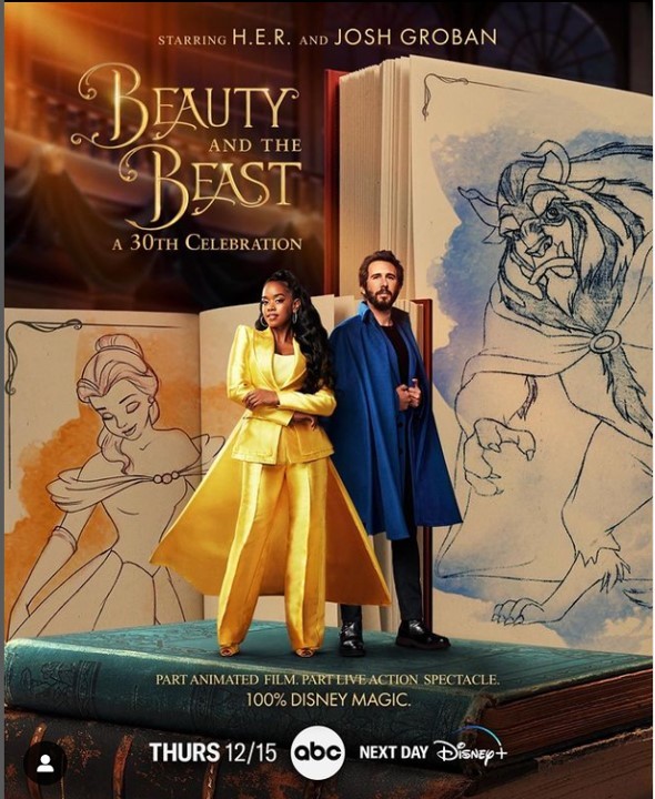 [서울=뉴시스] ABC, 디즈니 플러스 '미녀와 야수: 30주년(Beauty and the Beast)' 포스터 2022.11.29. (사진= H.E.R 인스타그램 캡처 ) photo@newsis.com *재판매 및 DB 금지