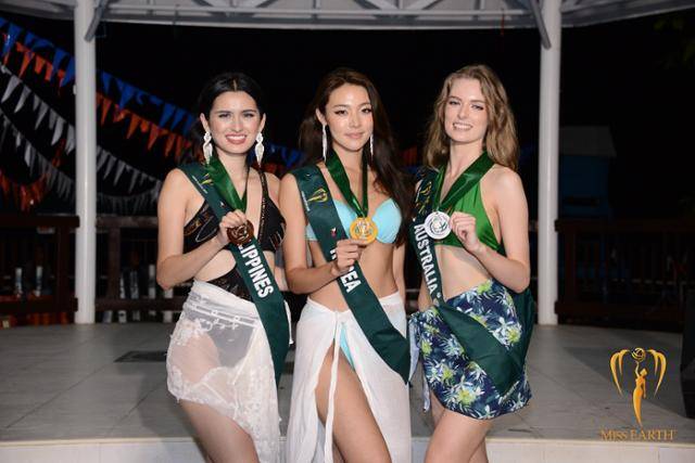 2021 미스코리아 '선' 최미나수가 '미스 어스 2022' 수영복 경연에서 금메달을 차지했다. 미스 어스 제공