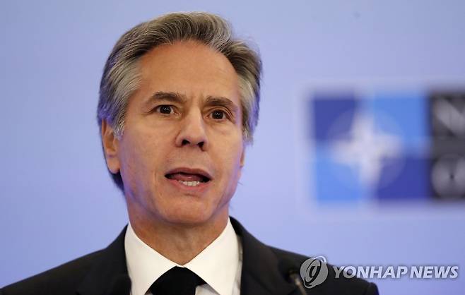 나토 외무장관 회의에 참석한 토니 블링컨 미 국무장관. [EPA 연합뉴스 자료사진. 재판매 및 DB 금지]