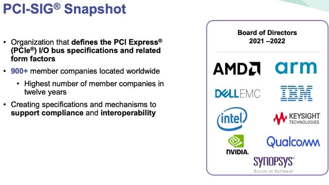 PCI-SIG에는 인텔과 AMD, 엔비디아 등 의장사를 포함해 총 900여 개 업체가 참여한다. (자료=PCI-SIG)