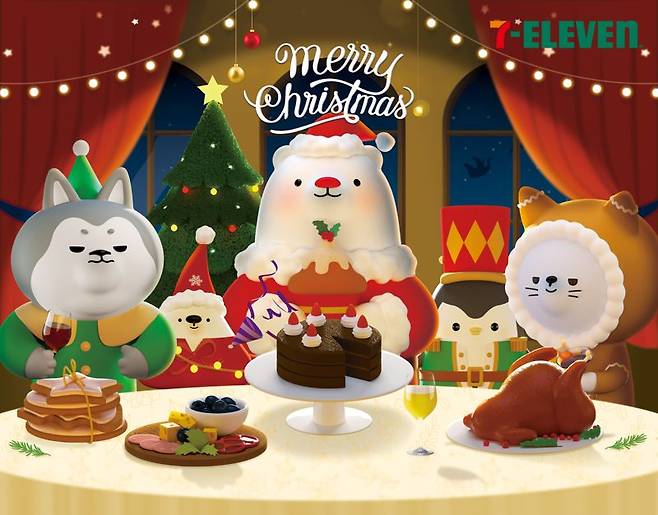 세븐일레븐은 홈파티용 크리스마스 케이크과 쿠키를 예약 판매한다. 팬데믹 국면 집 밖에서 모임을 즐기는 사람들이 많아졌지만 아직 코로나19 유행이 끝나지 않은 만큼 크리스마스를 집에서 즐기는 '홈파티족'이 많을 것으로 보고 준비했다. 세븐일레븐 제공.