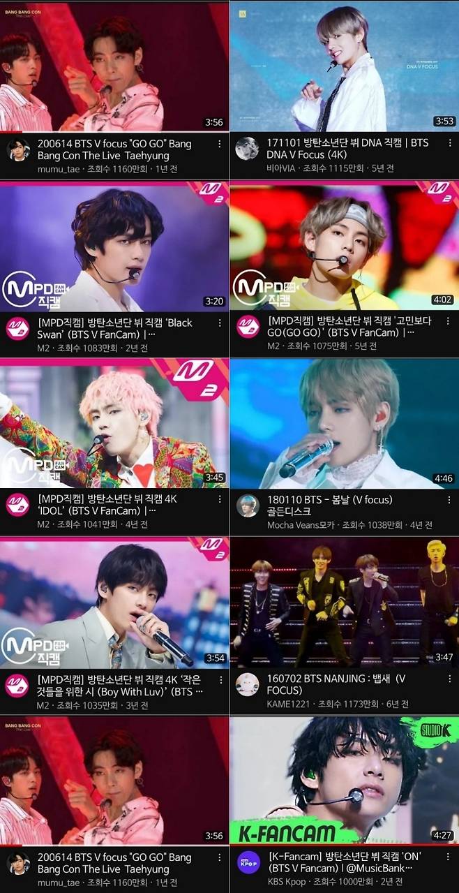 '직캠황제' 방탄소년단 뷔, 1000만뷰 직캠 추가 "아이돌교과서"