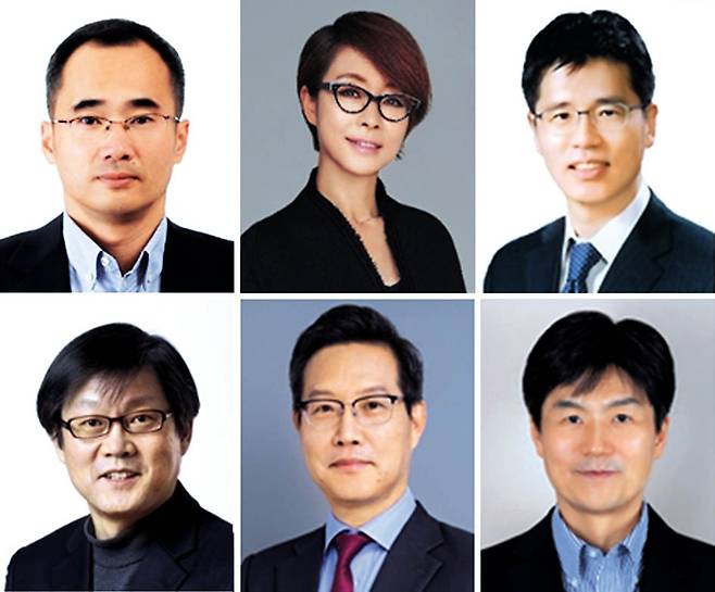 Newly promoted Samsung Electronics presidents. Clockwise from top left: Kim Woo-june, president and head of network business; Lee Young-hee, president and head of global marketing; Baek Su-hyeon, president and head of communications; Nam Seok-woo, president and chief safety officer of global manufacturing and infra technology; Greg Yang, president and head of Samsung China; and Park Seung-hee, president and head of corporate relations. Samsung Electronics