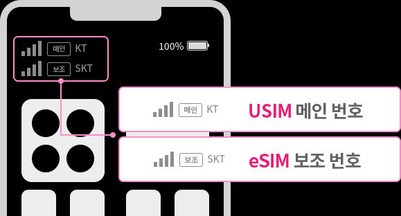 티플러스에서 e심을 활용한 듀얼번호 서비스를 설명하는 이미지(사진=티플러스 홈페이지)