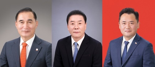 (왼쪽부터)신석민·김오영·곽종욱 경남도체육회장 후보(기호 순).