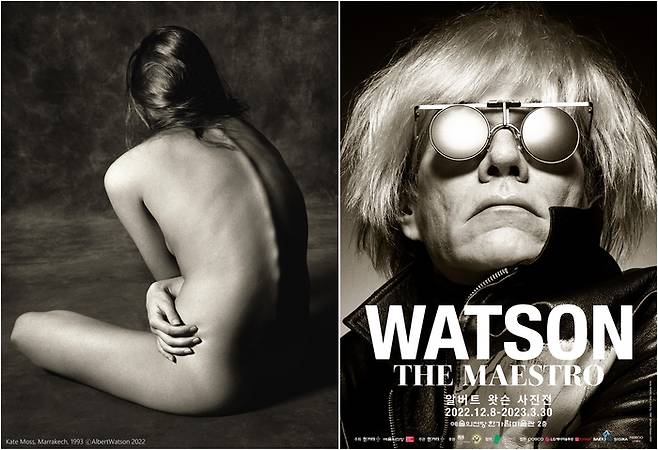 알버트 왓슨의 ‘케이트 모스’(왼쪽)와 전시회 포스터. 예술의전당 제공