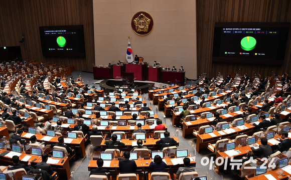 8일 오후 서울 여의도 국회에서 열린 본회의에서 경상북도와 대구광역시 간 관할구역 변경에 관한 법률안이 통과되고 있다. [사진=김성진 기자]